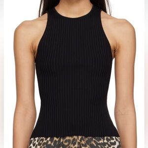 GANNI BLACK CREWNECK TANK TOP